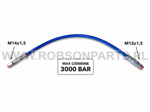 Przewód wysokiego ciśnienia 65 cm M12x1,5 / M14x1,5 3000 BAR